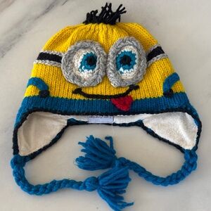 Yellow and Blue Hand Knit Minion Character Beanie
